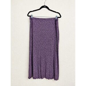 Vtg Briggs New York Purple Black Scroll Slinky A Line Maxi Skirt Whimsygoth L
